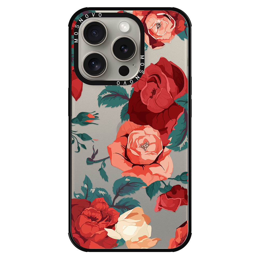 Vintage Red Rose Phone Case - iPhone 15 Pro Case - MOSNOVO