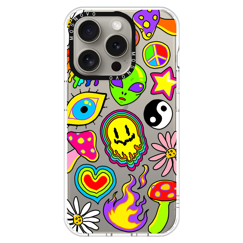 Hippie Rainbow Face Love Phone Case - iPhone 15 Pro Case - MOSNOVO