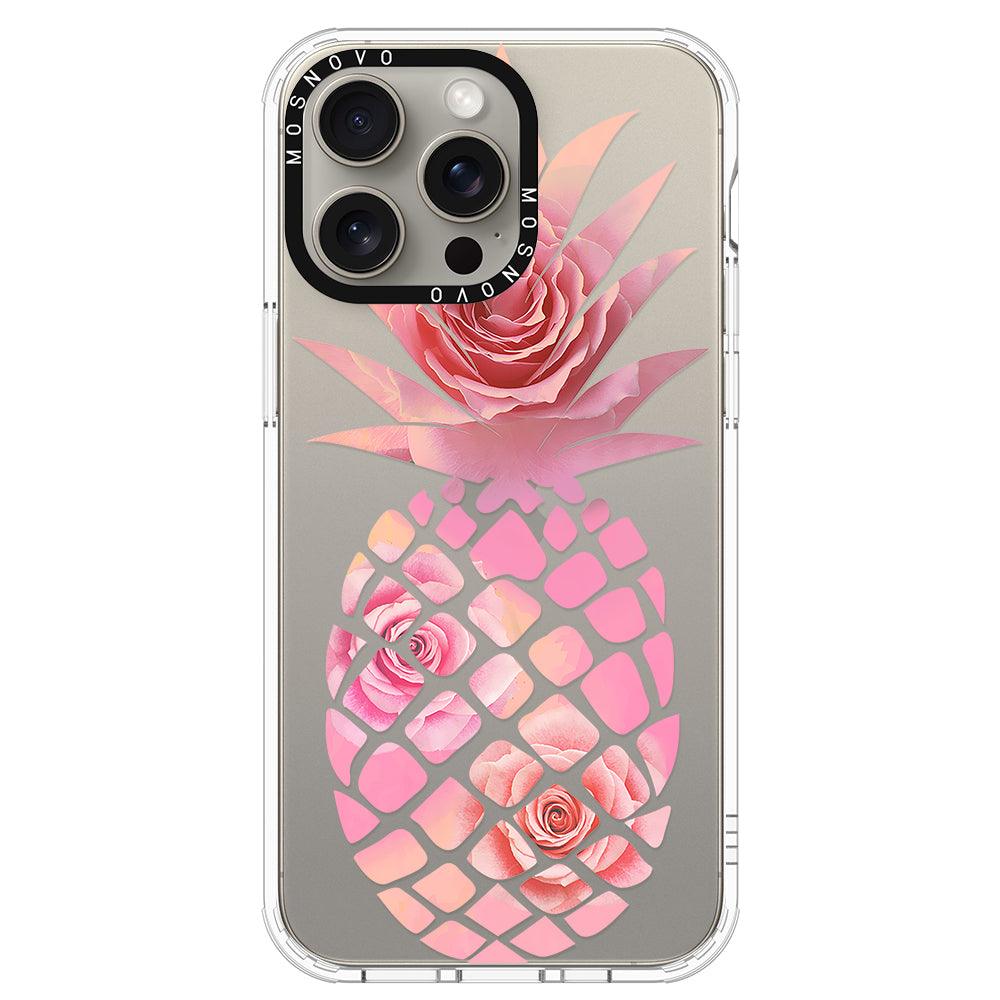 Pink Floral Pineapple Phone Case - iPhone 15 Pro Max Case - MOSNOVO