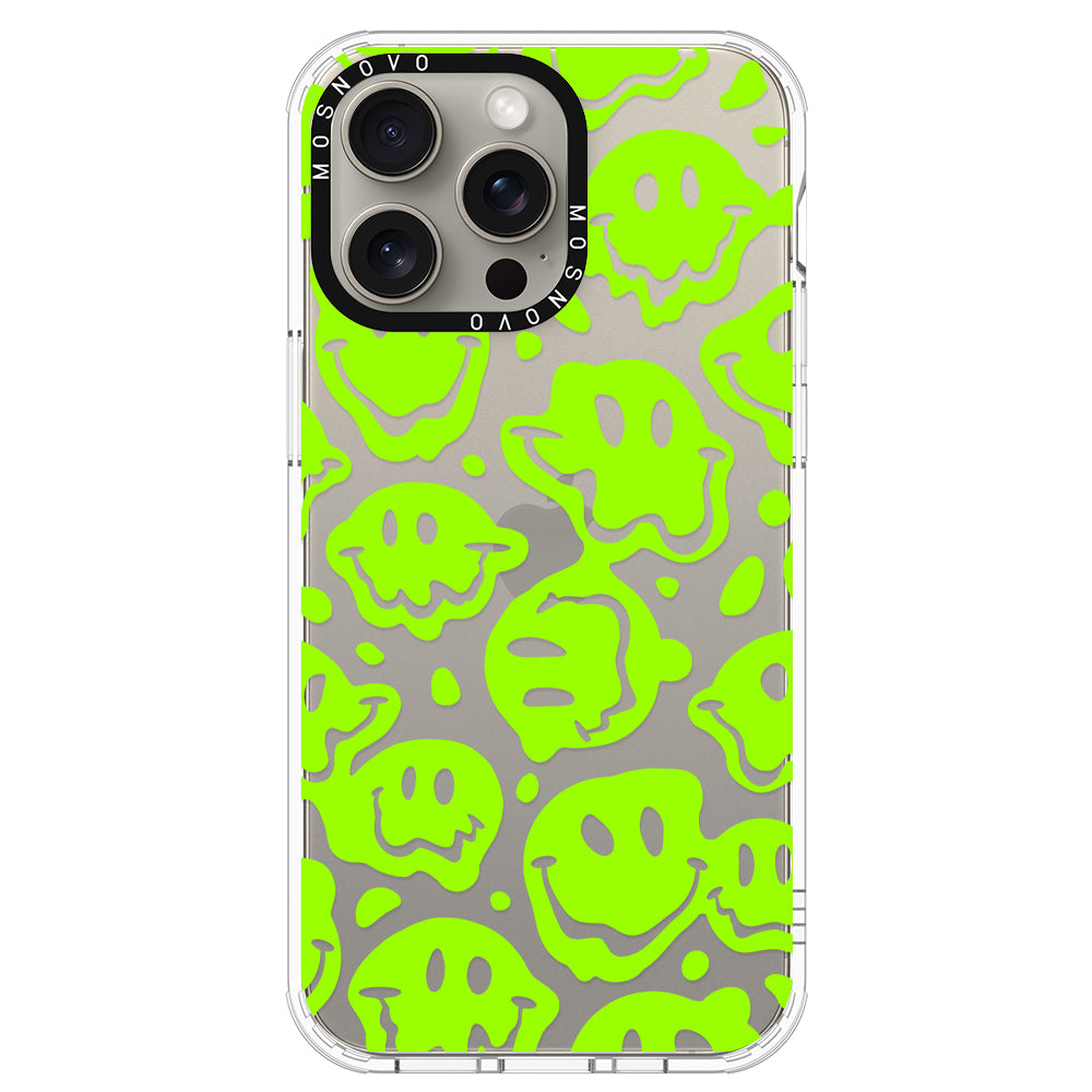 Distorted Green Smiles Face Phone Case - iPhone 15 Pro Max Case - MOSNOVO