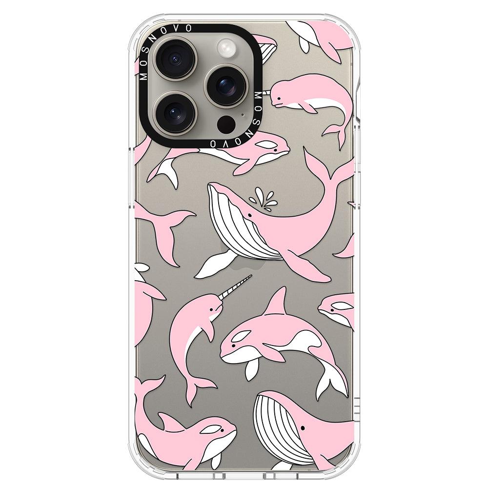 Pink Whales Phone Case - iPhone 15 Pro Max Case - MOSNOVO