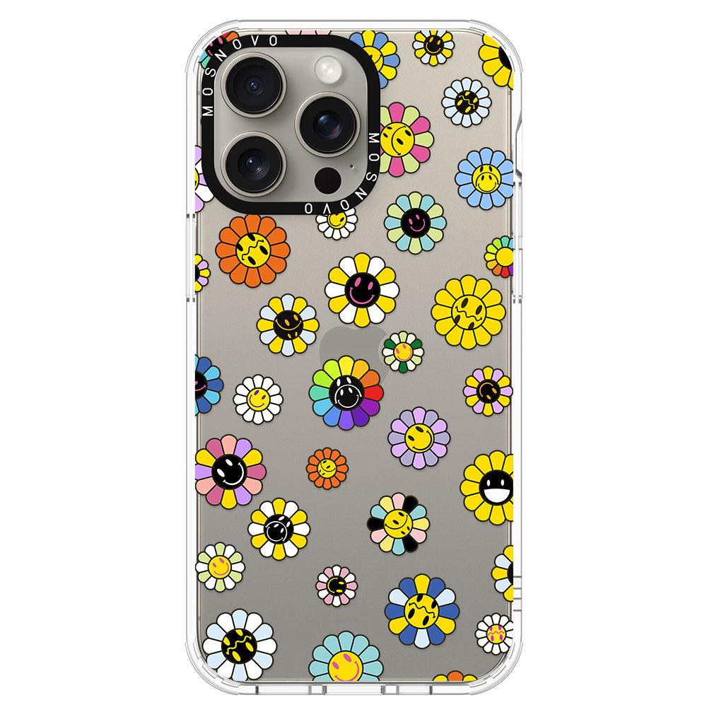 Flower Smiley Face Phone Case - iPhone 15 Pro Max Case - MOSNOVO