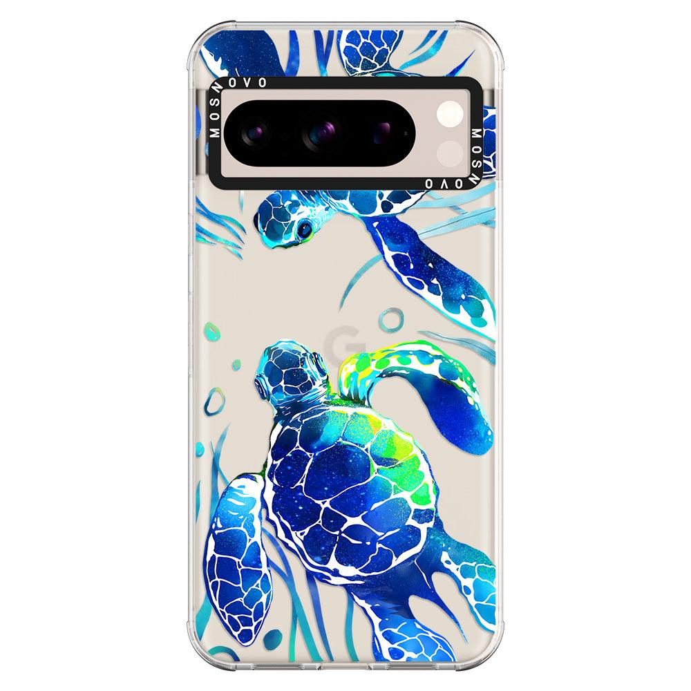 Blue Sea Turtle Phone Case - Google Pixel 8 Pro Case - MOSNOVO