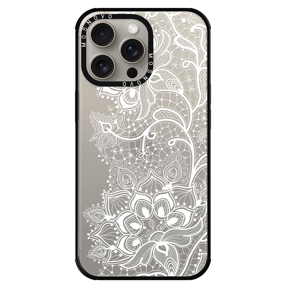 White Lotus Henna Phone Case - iPhone 15 Pro Max Case - MOSNOVO