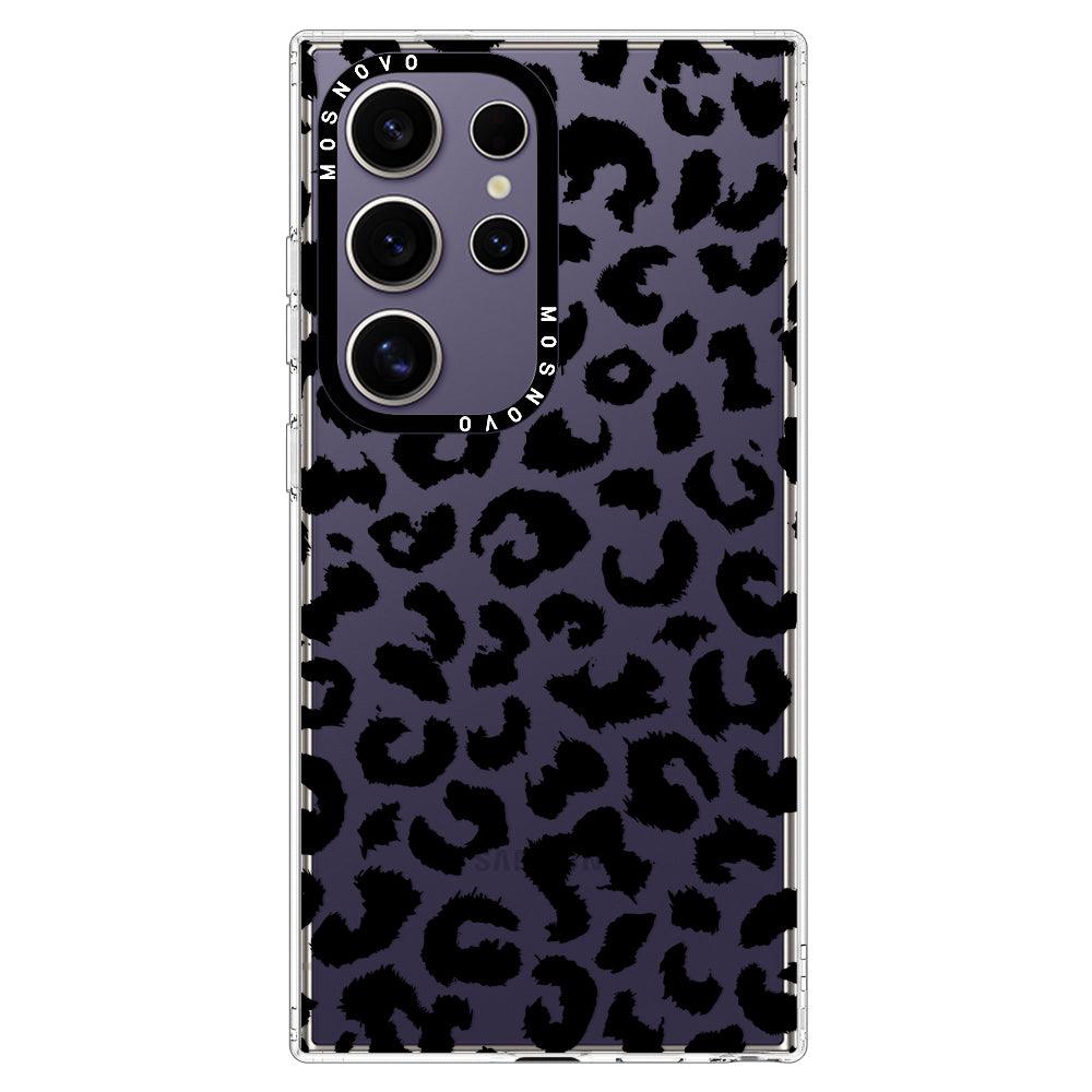 Black Leopard Print Phone Case - Samsung Galaxy S24 Ultra Case - MOSNOVO