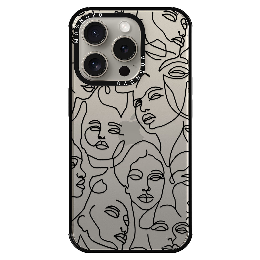 Abstract Face Line Art Phone Case - iPhone 15 Pro Case - MOSNOVO