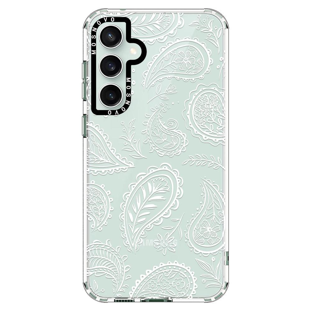 White Paisley Phone Case - Samsung Galaxy S23 FE Case