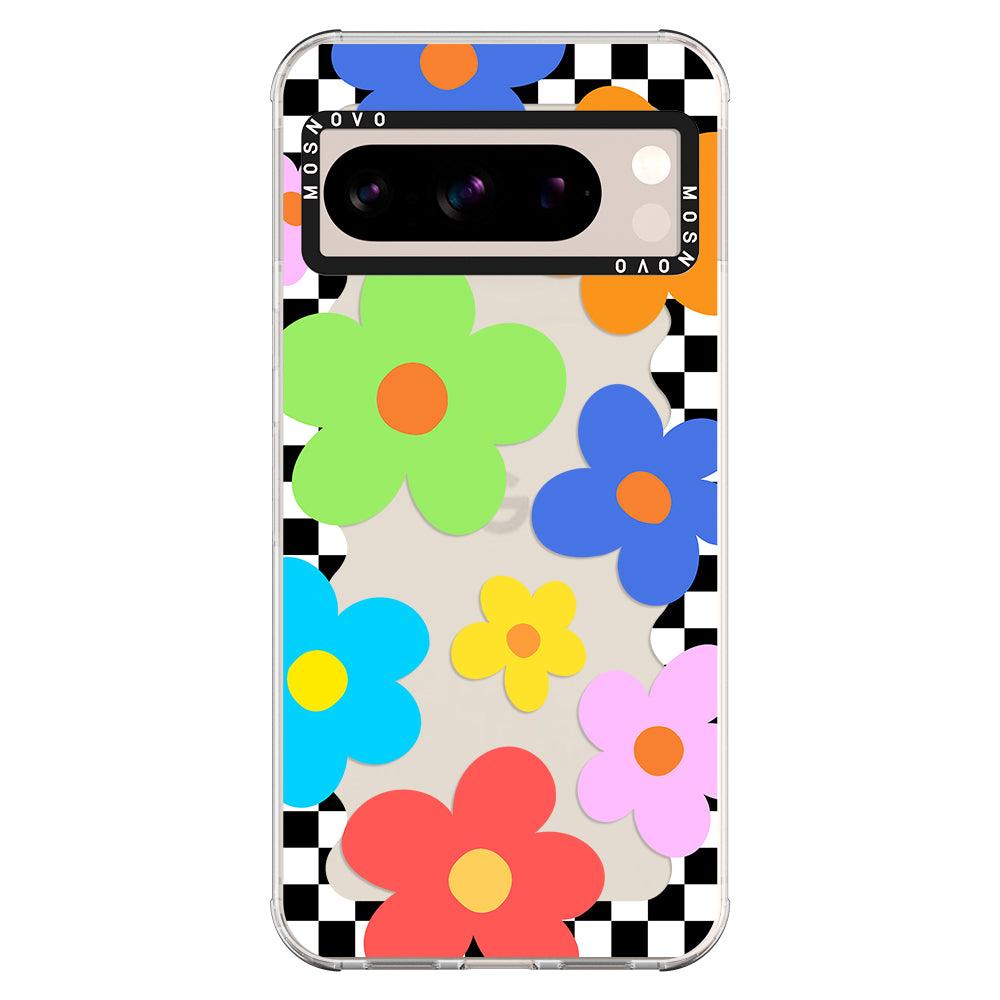 60's Checkered Floral Phone Case - Google Pixel 8 Pro Case - MOSNOVO