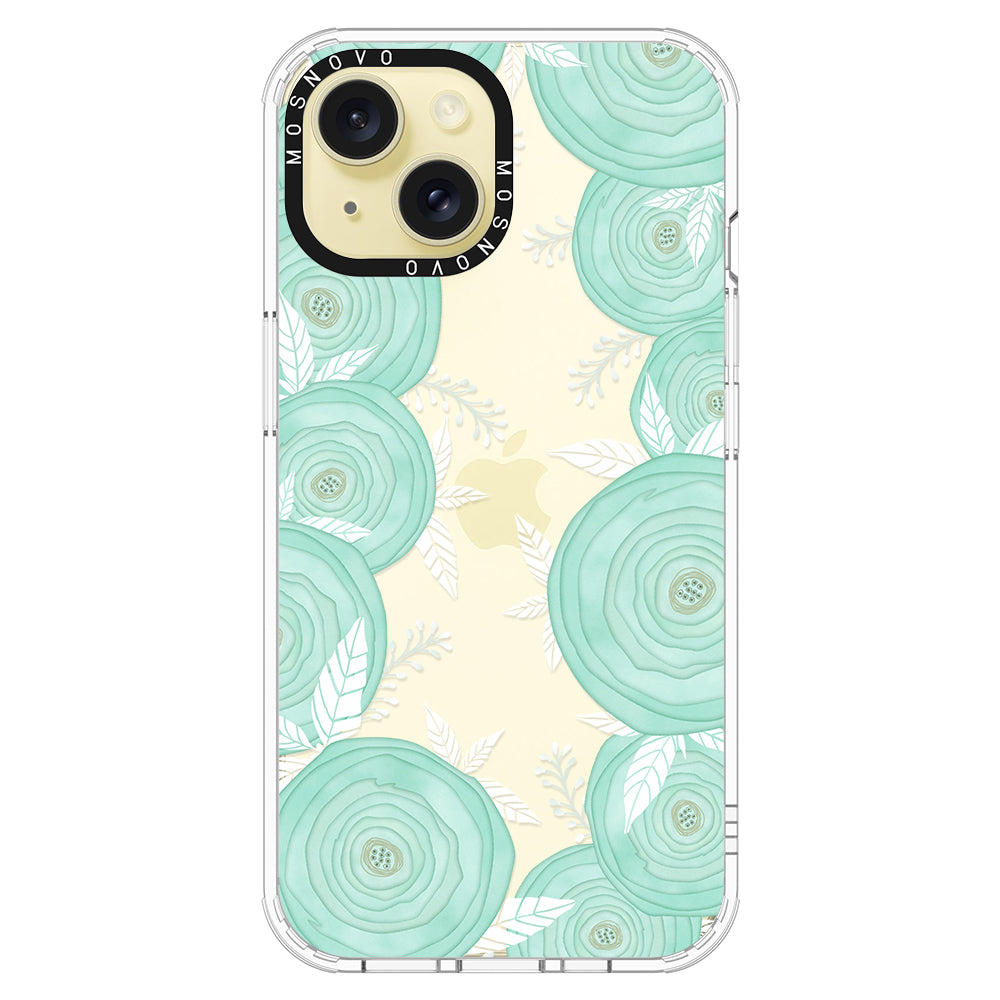 Mint Flower Phone Case - iPhone 15 Plus Case - MOSNOVO