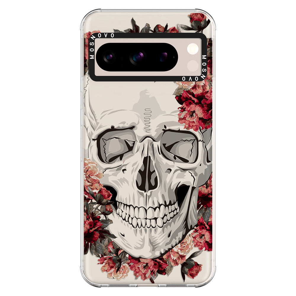 Red Flower Skull Phone Case - Google Pixel 8 Pro Case