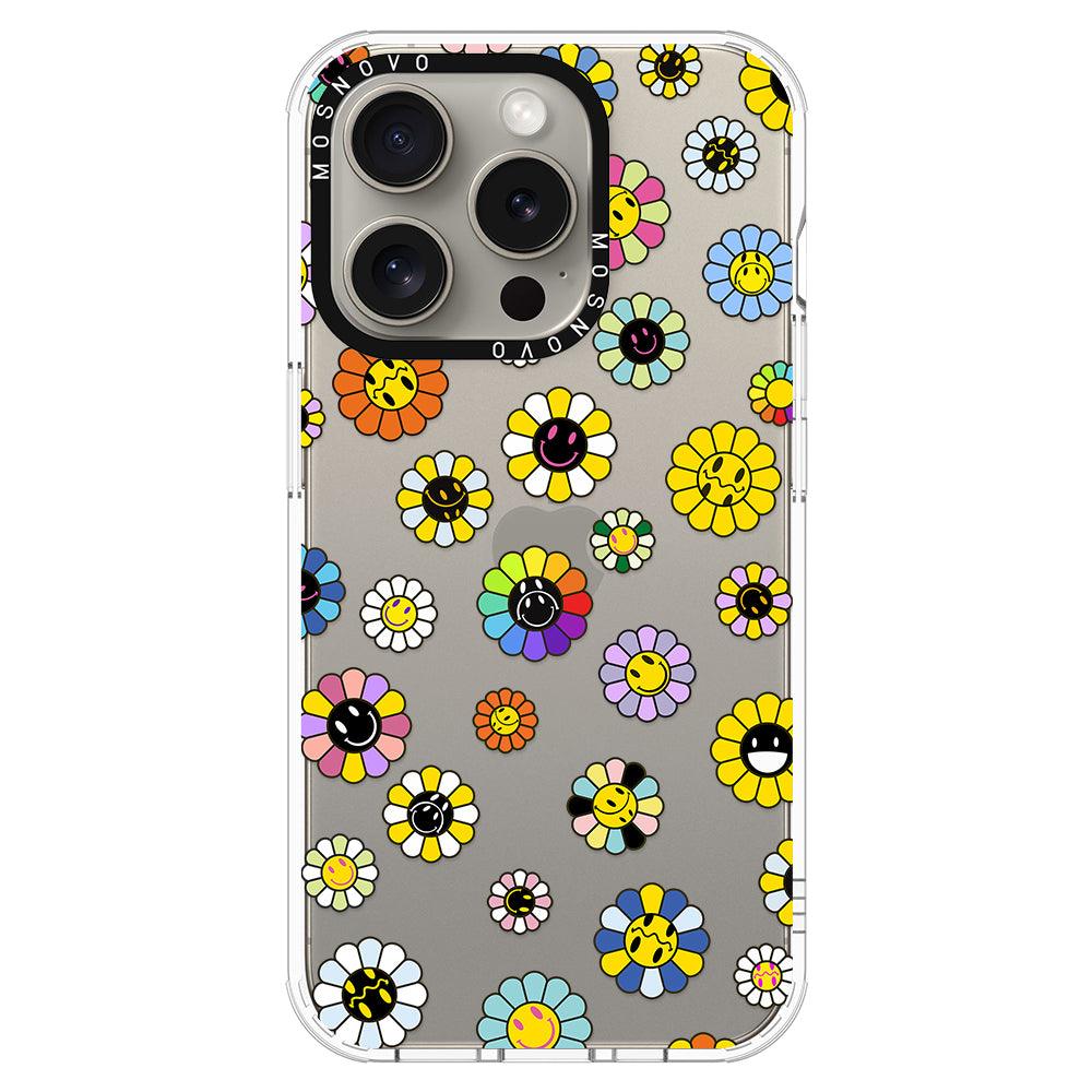 Flower Smiley Face Phone Case - iPhone 15 Pro Case - MOSNOVO