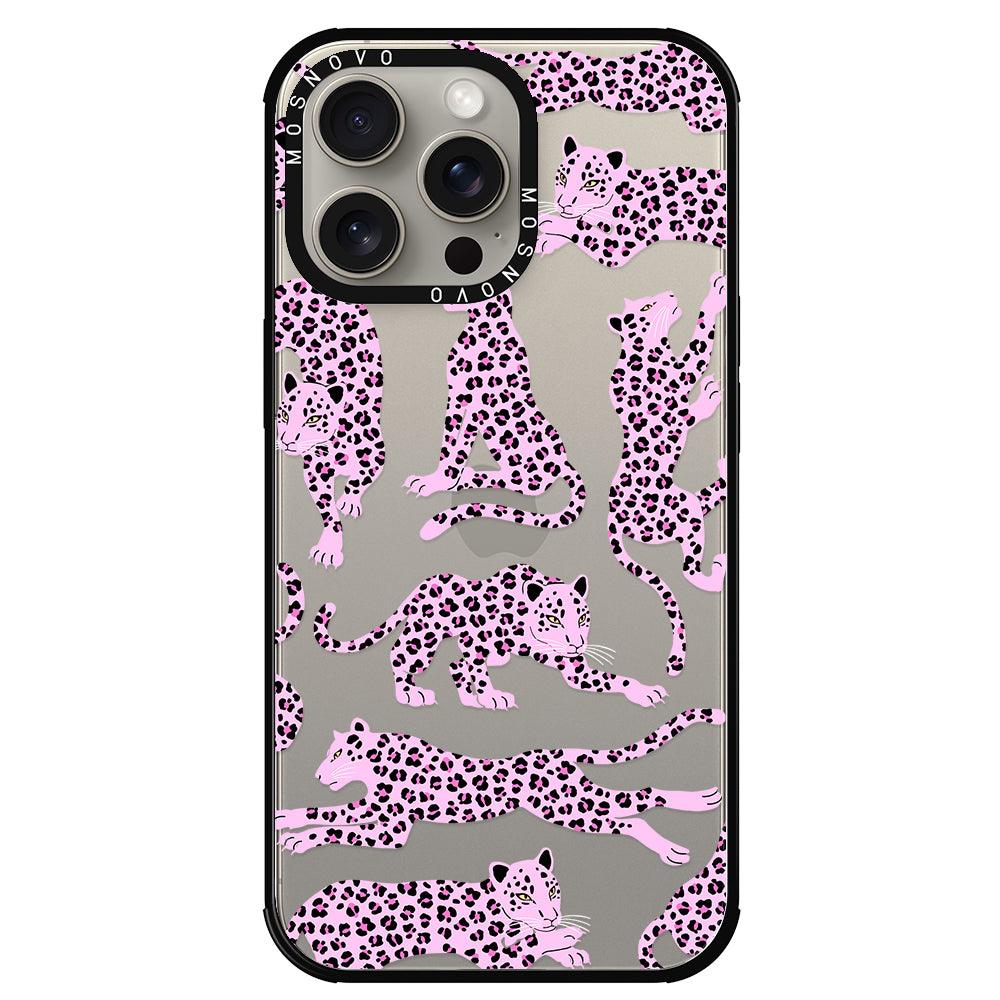 Pink Leopard Phone Case - iPhone 15 Pro Max Case - MOSNOVO