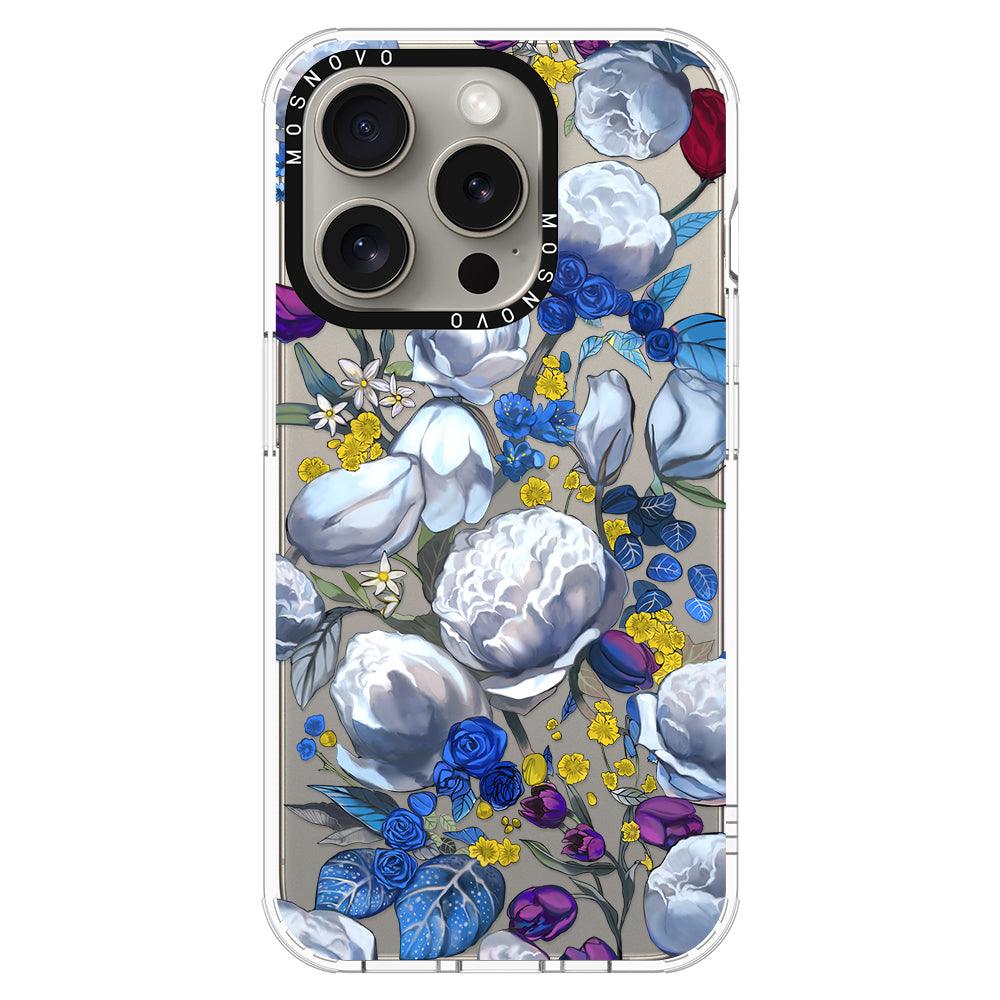 Purple Blue Floral Phone Case - iPhone 15 Pro Case - MOSNOVO