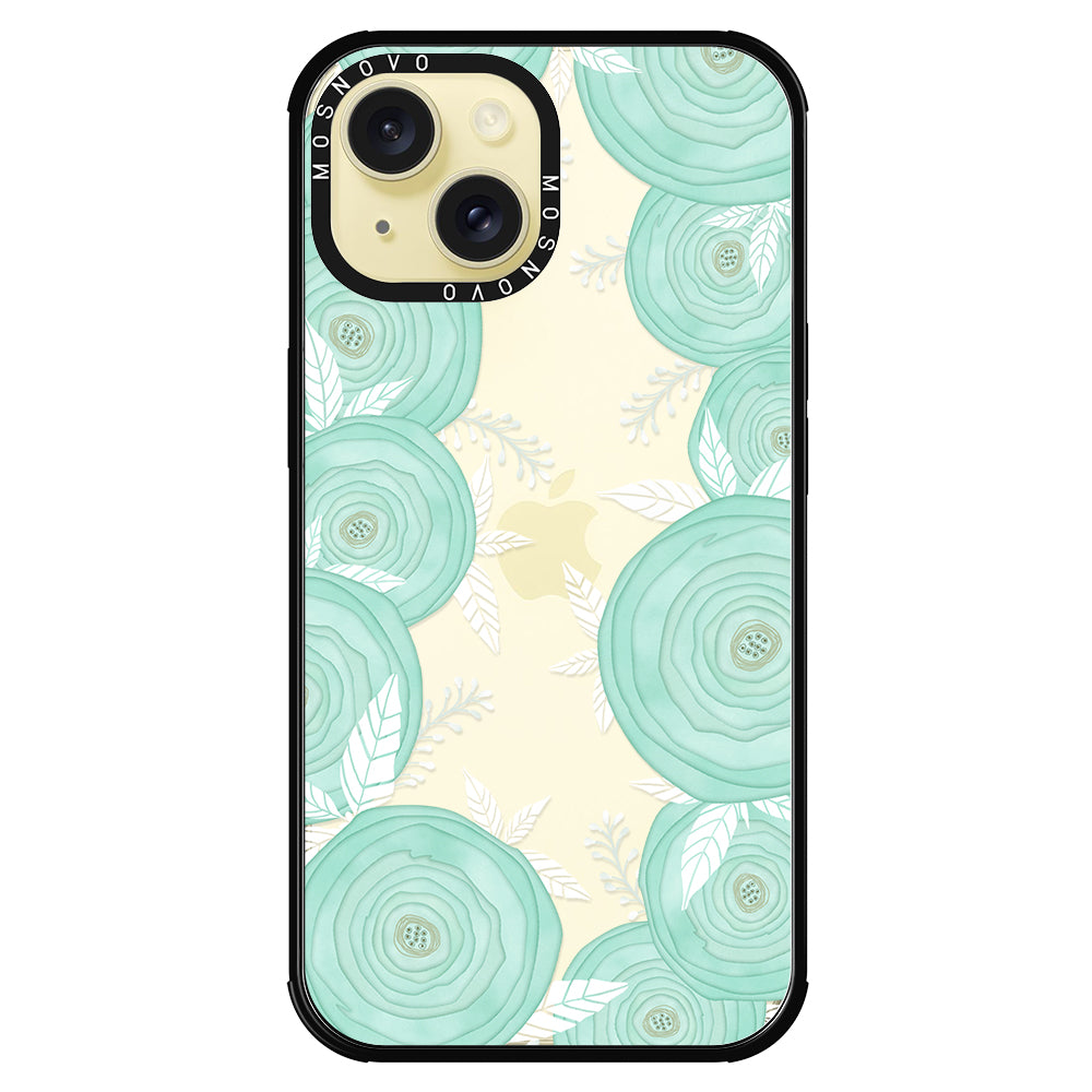 Mint Flower Phone Case - iPhone 15 Case - MOSNOVO