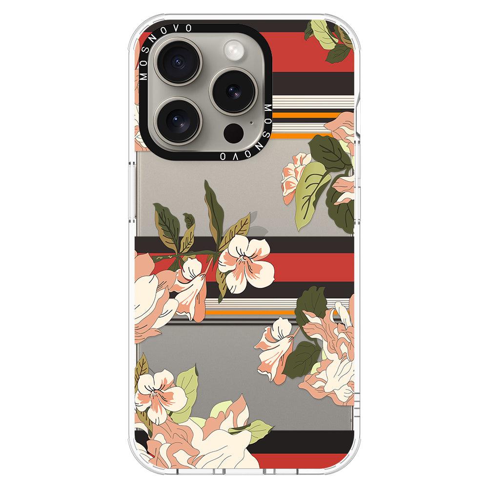 Classic Stripe Floral Phone Case - iPhone 15 Pro Case - MOSNOVO