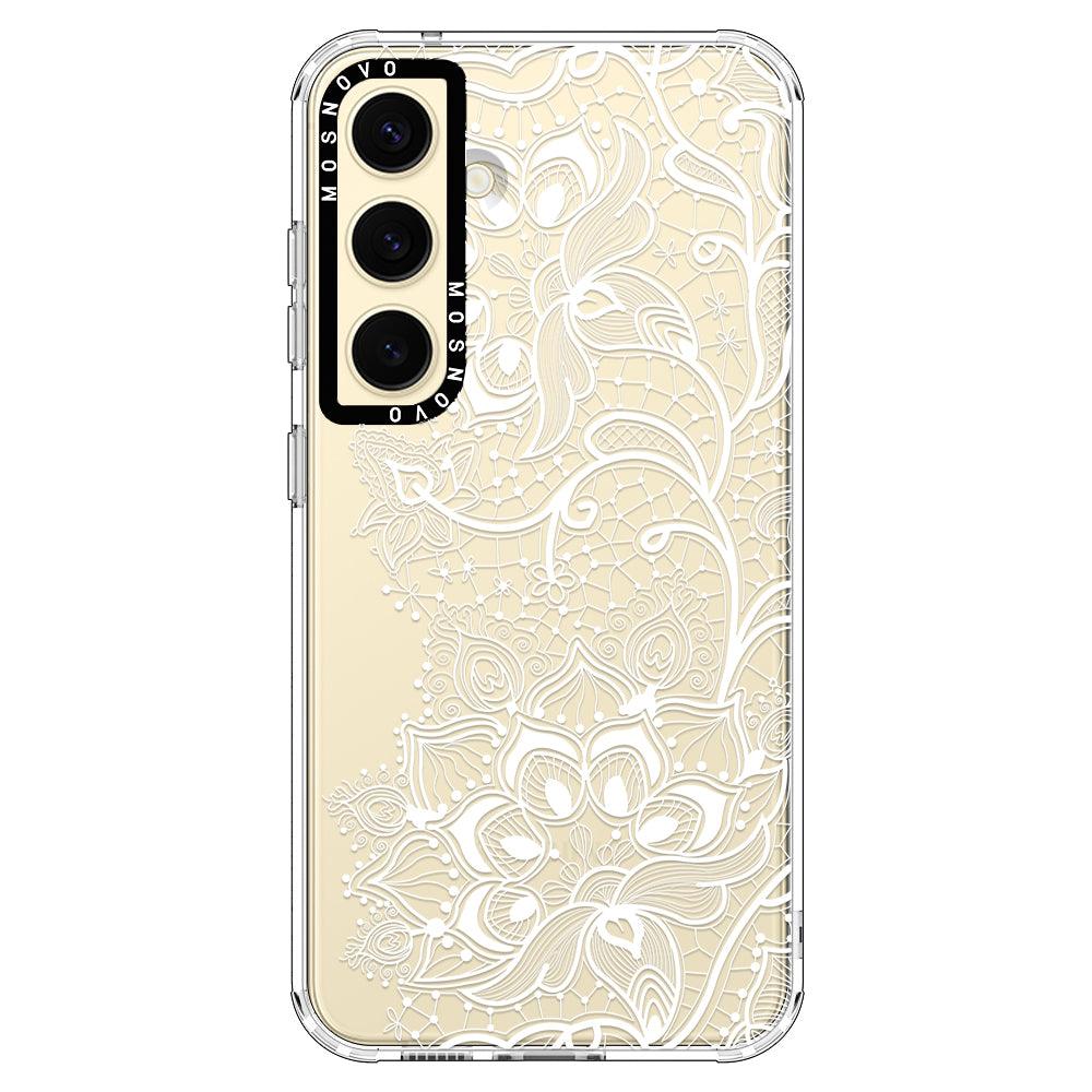 White Lotus Henna Phone Case - Samsung Galaxy S24 Plus Case - MOSNOVO