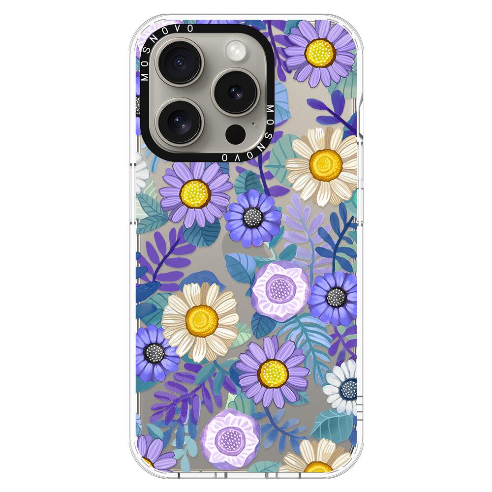 Purple Floral Phone Case - iPhone 15 Pro Case - MOSNOVO