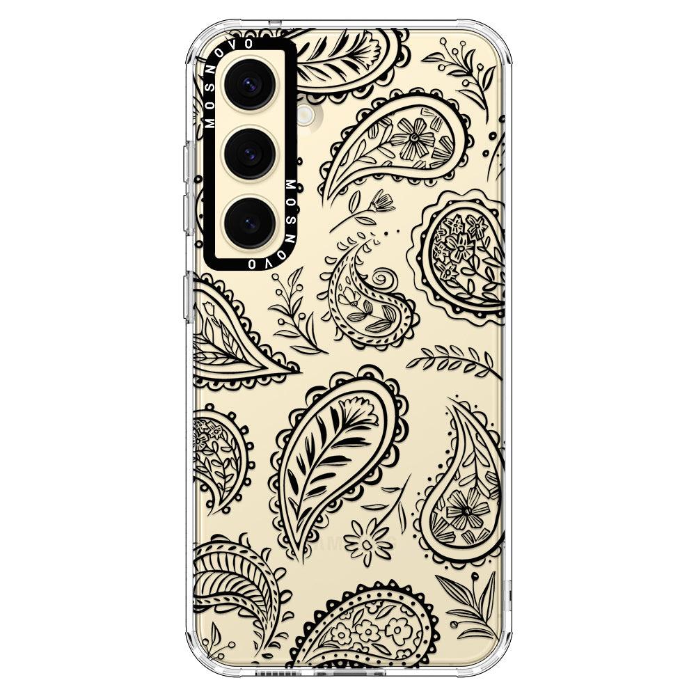 Black Paisley Phone Case - Samsung Galaxy S24 Plus Case - MOSNOVO