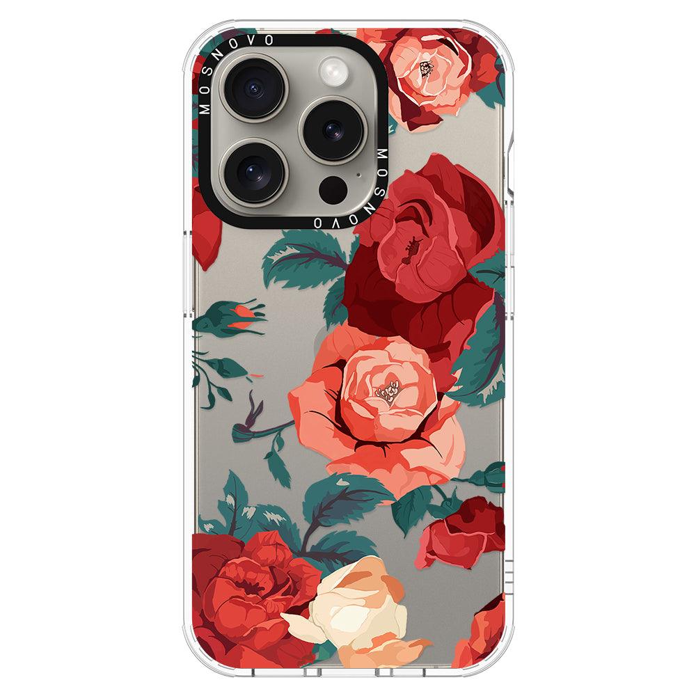 Vintage Red Rose Phone Case - iPhone 15 Pro Case - MOSNOVO