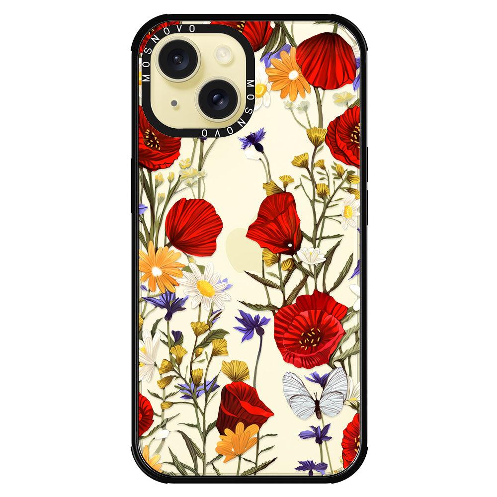 Poppy Floral Phone Case - iPhone 15 Case - MOSNOVO