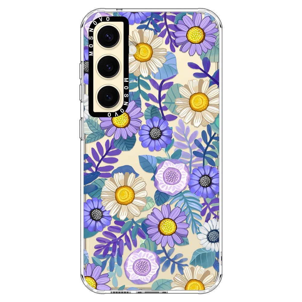 Purple Floral Phone Case - Samsung Galaxy S24 Plus Case - MOSNOVO