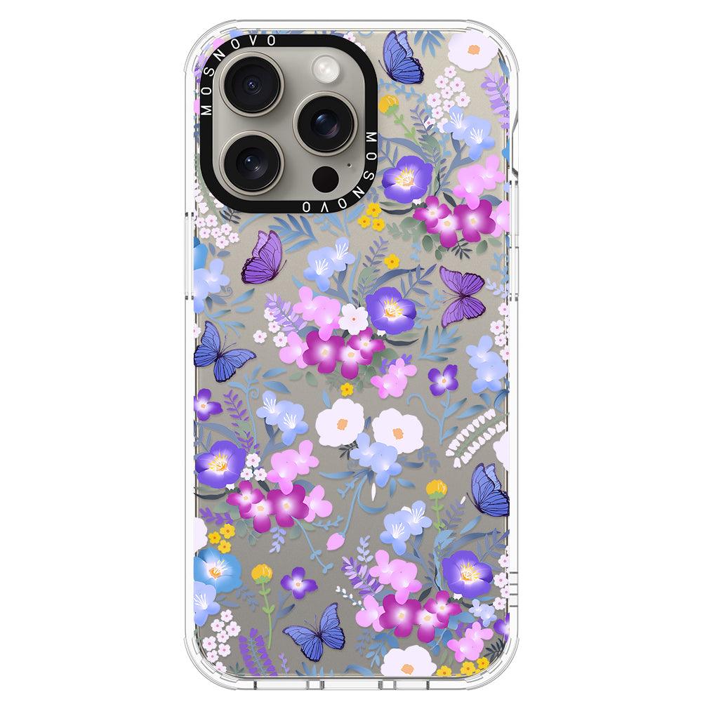 Purple Peri Nemophila Flower Phone Case - iPhone 15 Pro Max Case - MOSNOVO