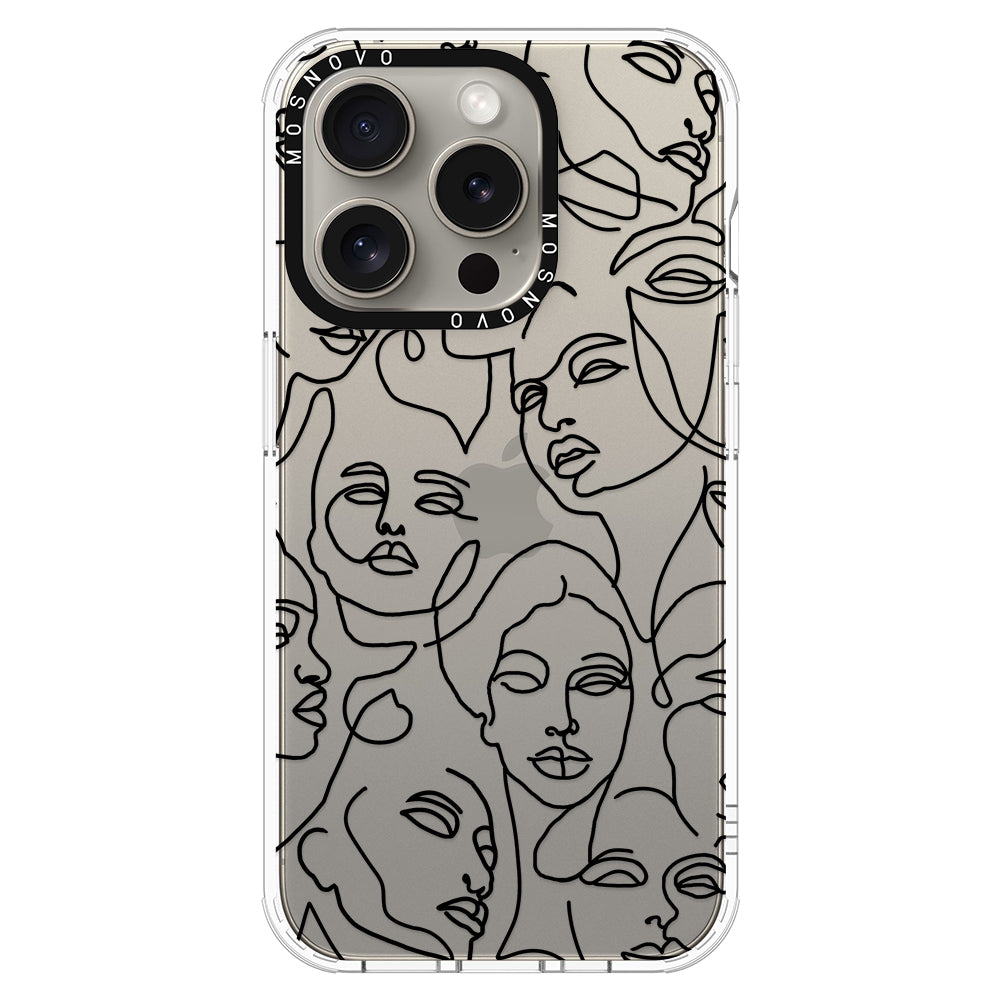 Abstract Face Line Art Phone Case - iPhone 15 Pro Case - MOSNOVO