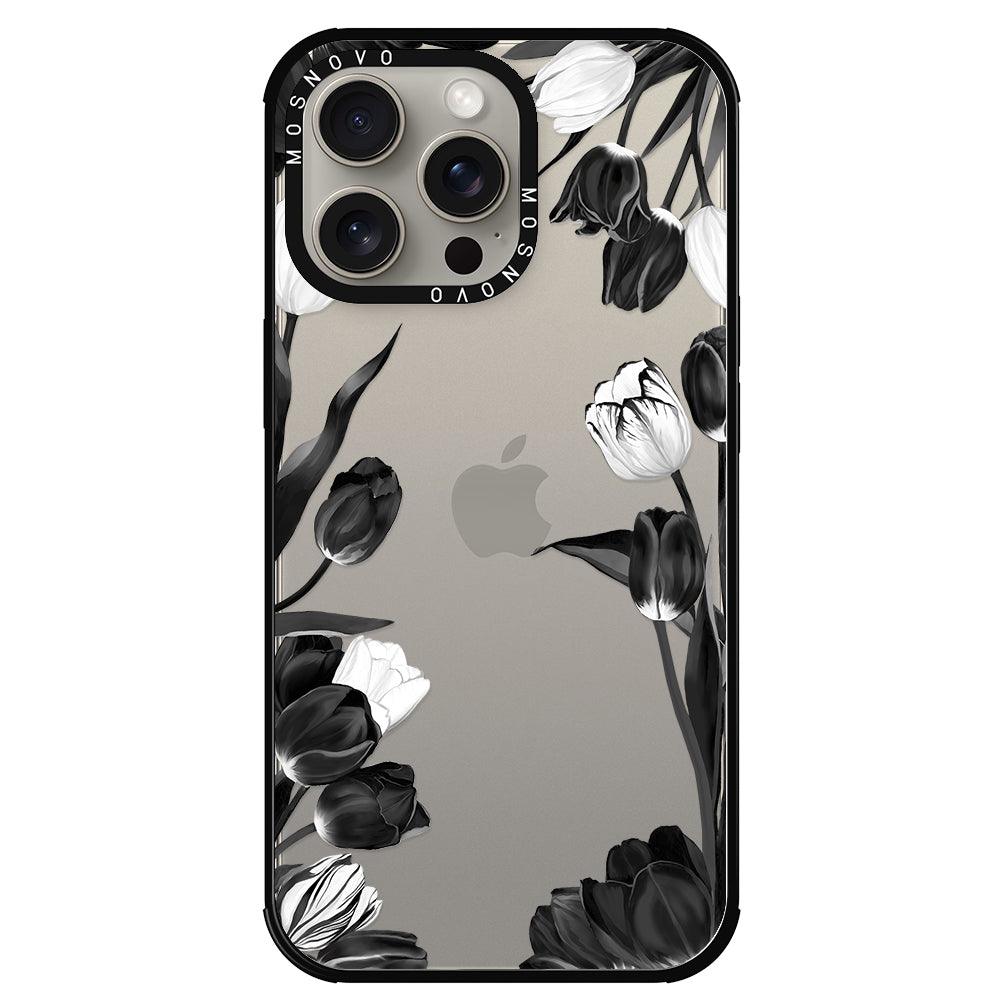 Black Tulips Phone Case - iPhone 15 Pro Max Case - MOSNOVO