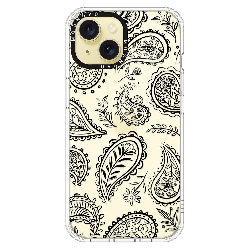 Black Paisley Phone Case - iPhone 15 Case - MOSNOVO