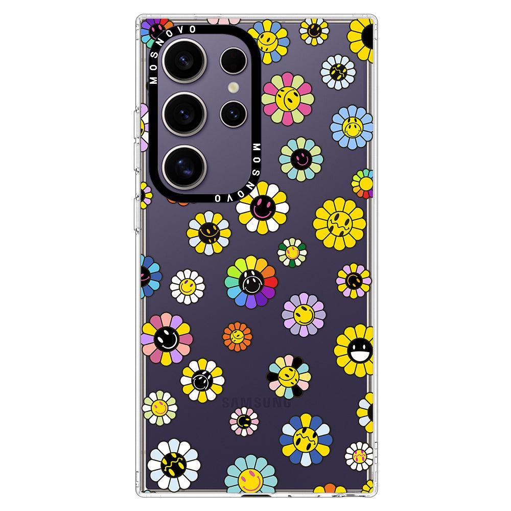 Flower Smiley Face Phone Case - Samsung Galaxy S24 Ultra Case - MOSNOVO