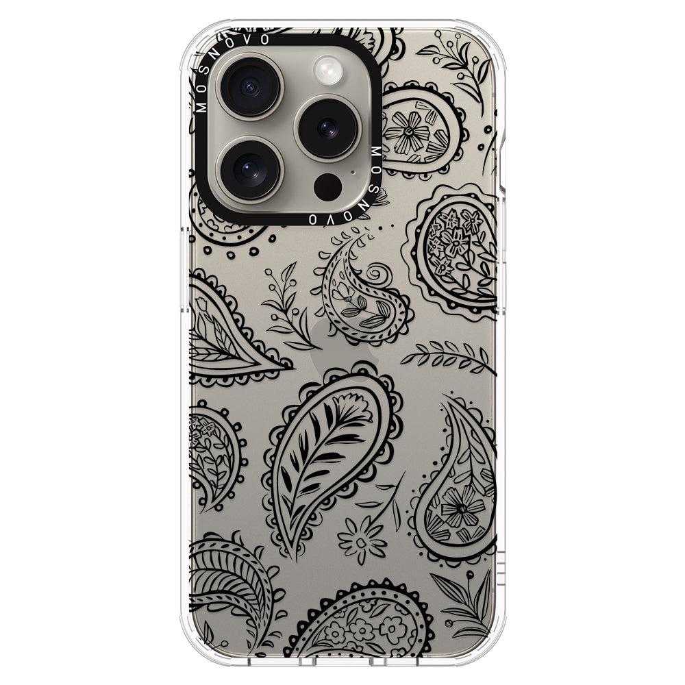 Black Paisley Phone Case - iPhone 15 Pro Case - MOSNOVO