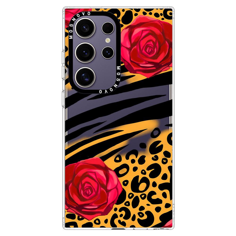 Wild Floral Leopard Phone Case - Samsung Galaxy S24 Ultra Case - MOSNOVO