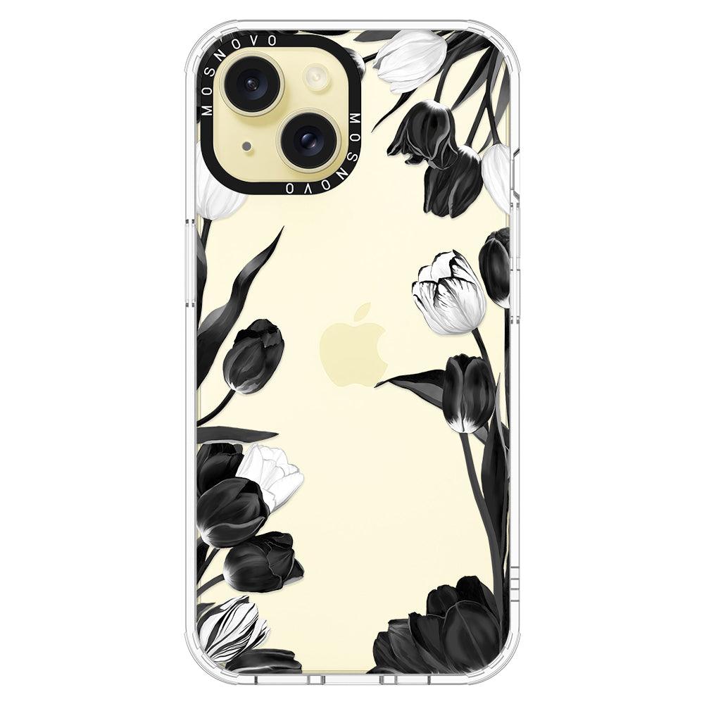 Black Tulips Phone Case - iPhone 15 Plus Case - MOSNOVO