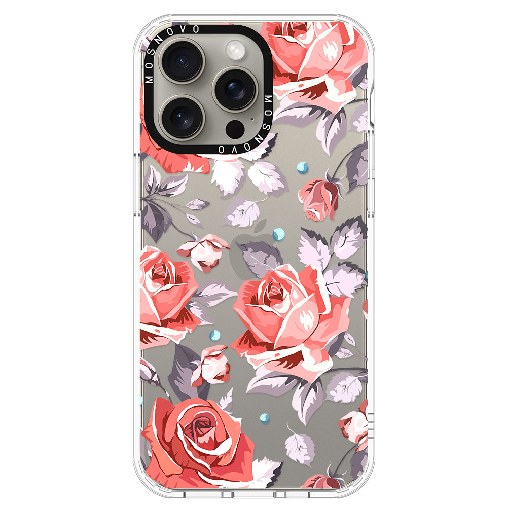 Retro Flower Roses Phone Case - iPhone 15 Pro Max Case - MOSNOVO