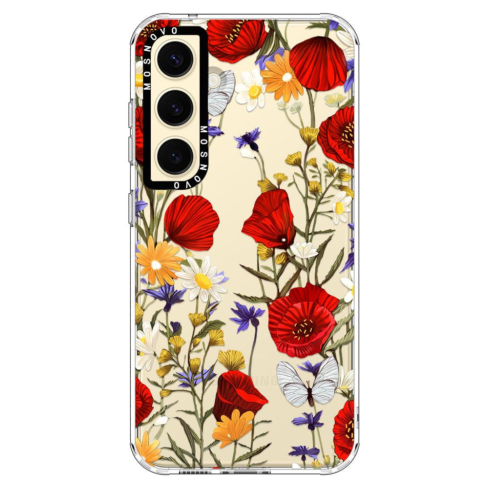 Poppy Floral Phone Case - Samsung Galaxy S24 Plus Case - MOSNOVO