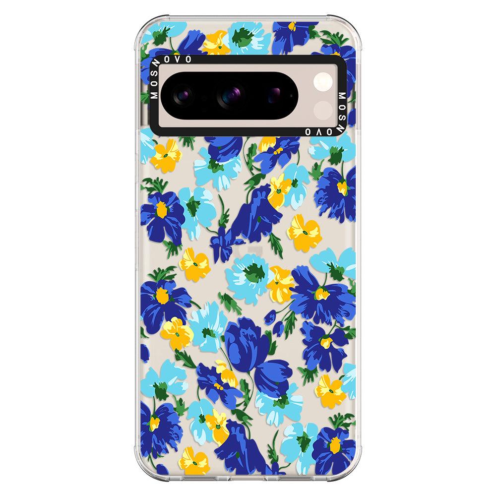 Vintage Blue Floral Phone Case - Google Pixel 8 Pro Case - MOSNOVO