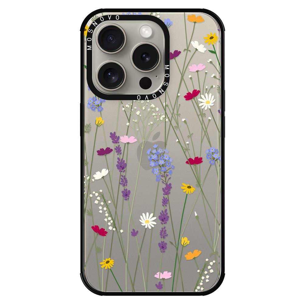 Floral Garden Lavender Daisy Flower Phone Case - iPhone 15 Pro Case - MOSNOVO