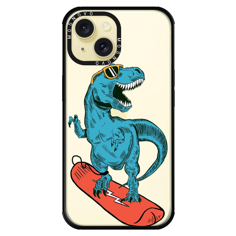 Surfing Dinosaur Phone Case - iPhone 15 Plus Case - MOSNOVO