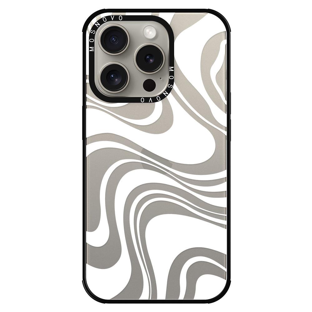 White Swirl Phone Case - iPhone 15 Pro Case - MOSNOVO