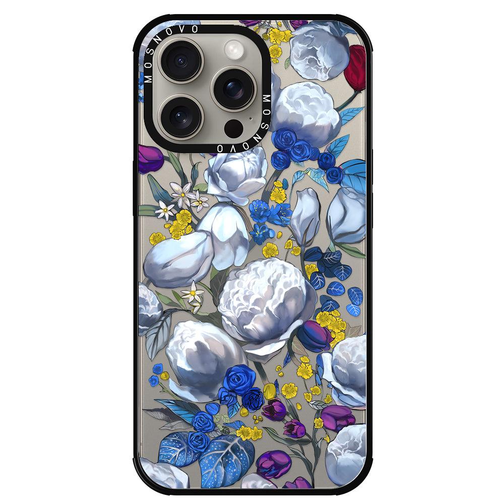 Purple Blue Floral Phone Case - iPhone 15 Pro Max Case - MOSNOVO