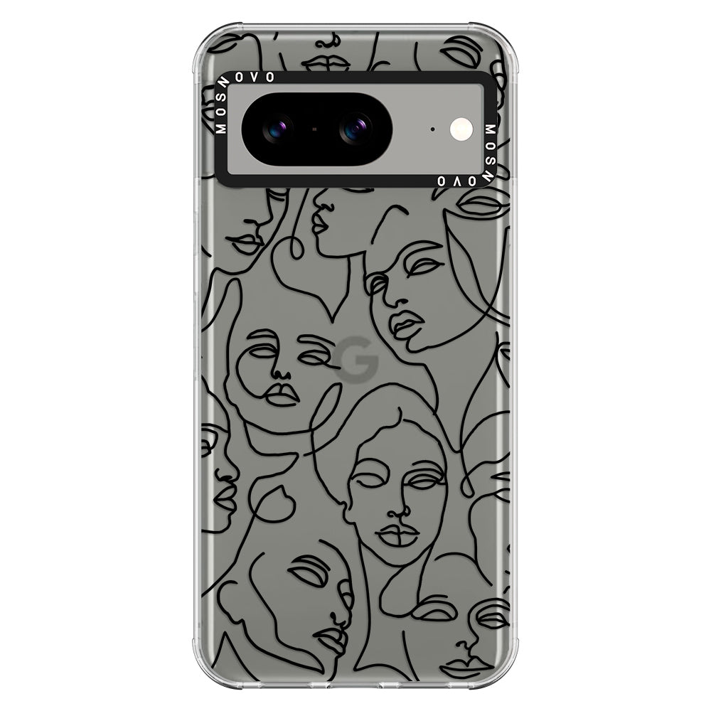 Abstract Face Line Art Phone Case - Google Pixel 8 Case - MOSNOVO