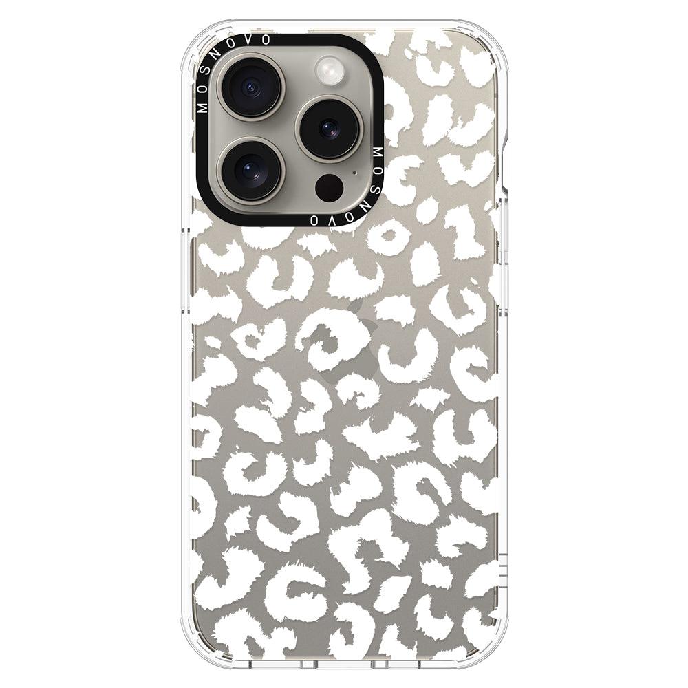 White Leopard Phone Case - iPhone 15 Pro Case - MOSNOVO