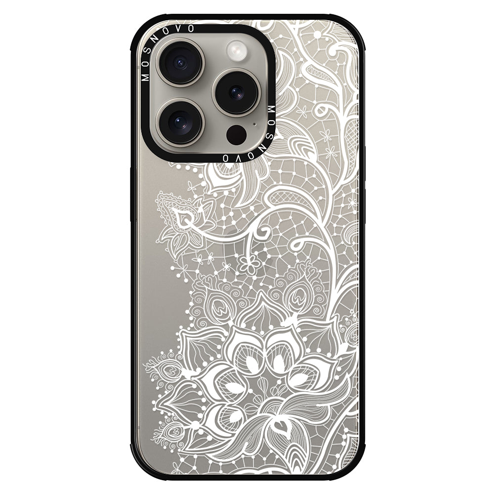 White Lotus Henna Phone Case - iPhone 15 Pro Case - MOSNOVO