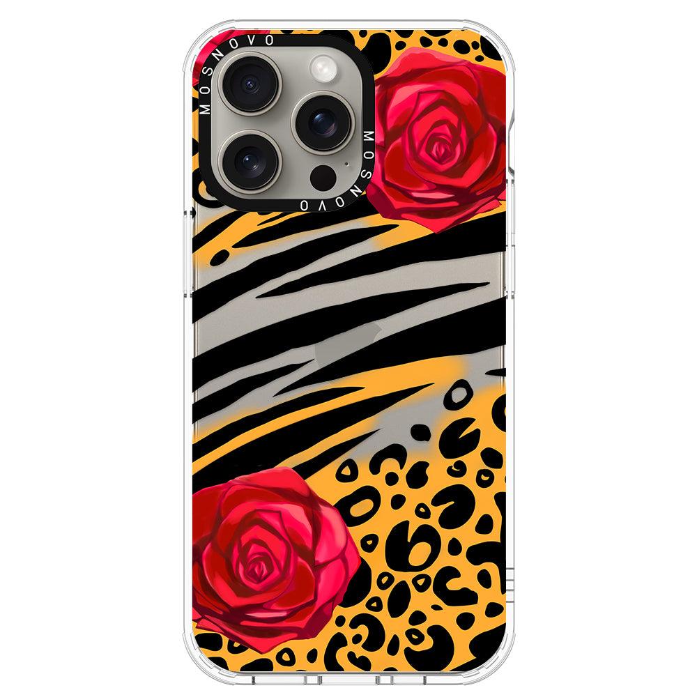 Wild Floral Leopard Phone Case - iPhone 15 Pro Max Case - MOSNOVO