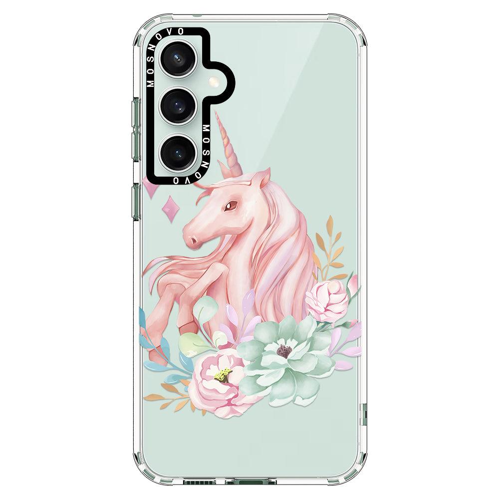 Pastel Flower Unicorn Phone Case - Samsung Galaxy S23 FE Case