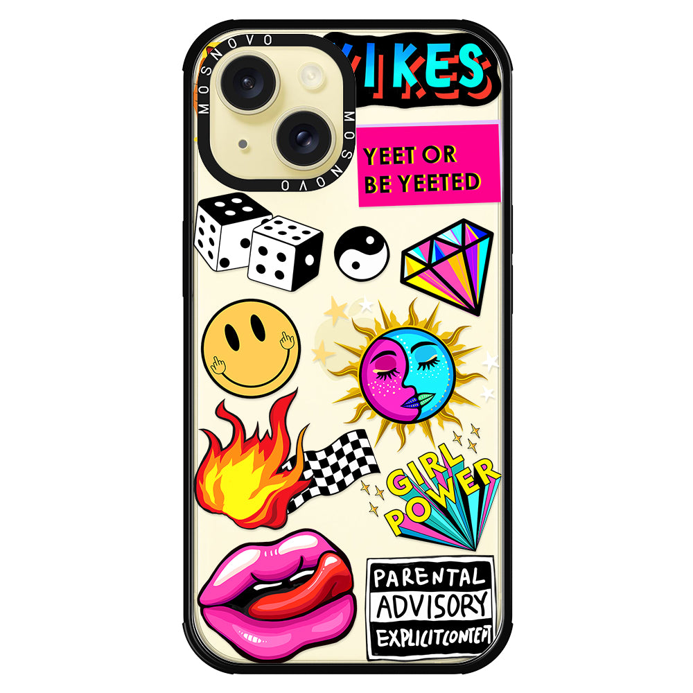 Funky Stickers Phone Case - iPhone 15 Case - MOSNOVO