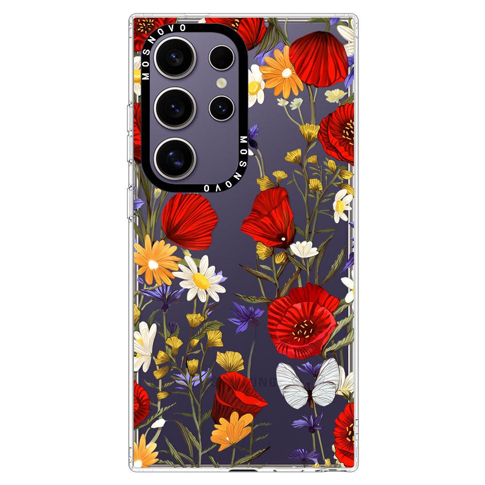 Poppy Floral Phone Case - Samsung Galaxy S24 Ultra Case - MOSNOVO