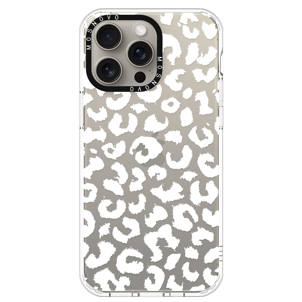 White Leopard Phone Case - iPhone 15 Pro Max Case - MOSNOVO