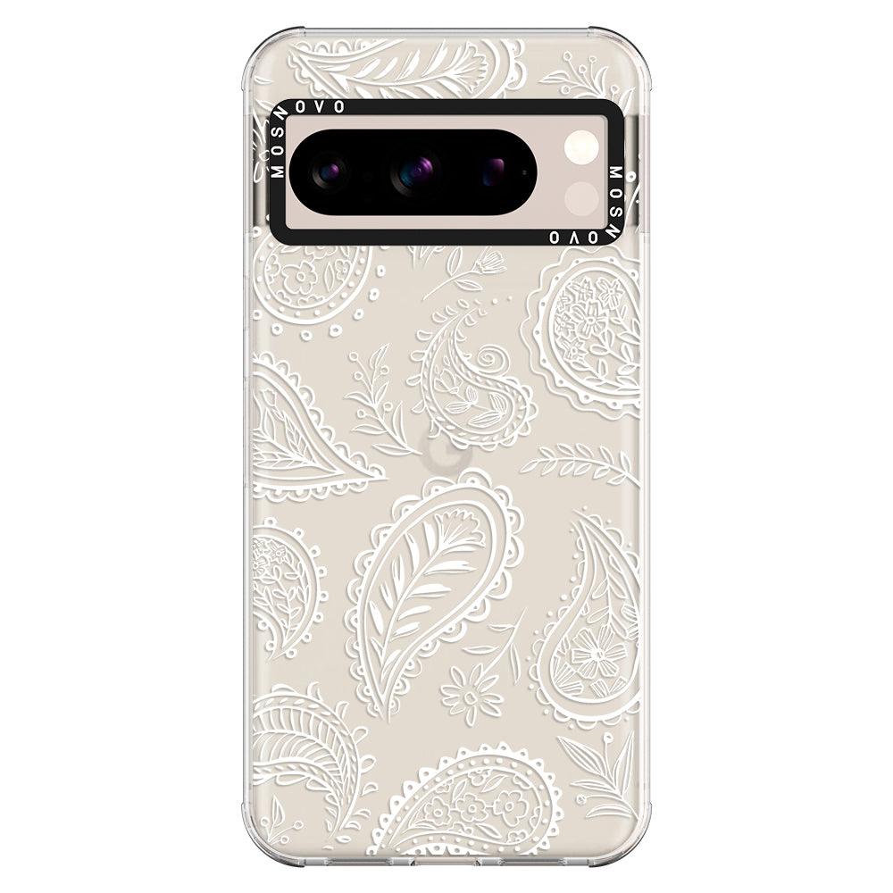 White Paisley Phone Case - Google Pixel 8 Pro Case - MOSNOVO