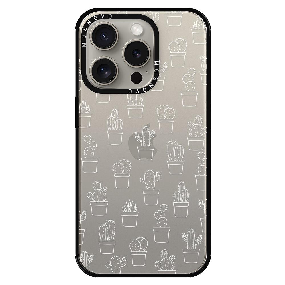 White Potted Cactus Phone Case - iPhone 15 Pro Case - MOSNOVO